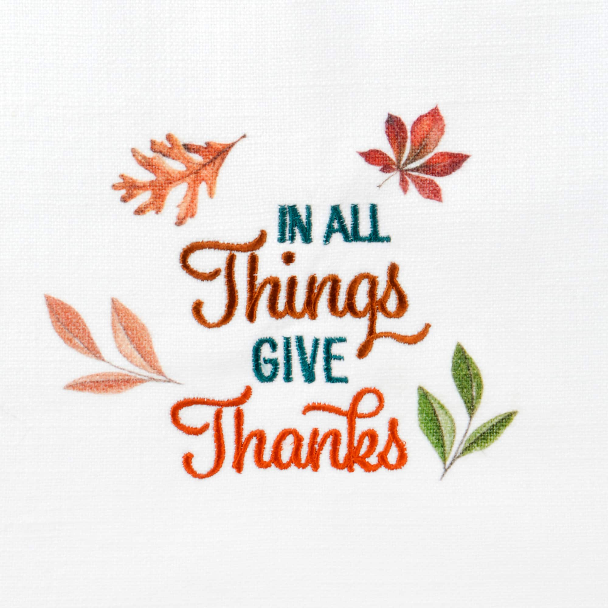 Give Thanks Embroidered Tea Towel by Makery™